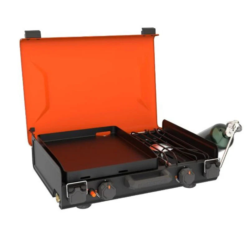On-the-Go Camp Griddle with Side Burner and Propane Chain System