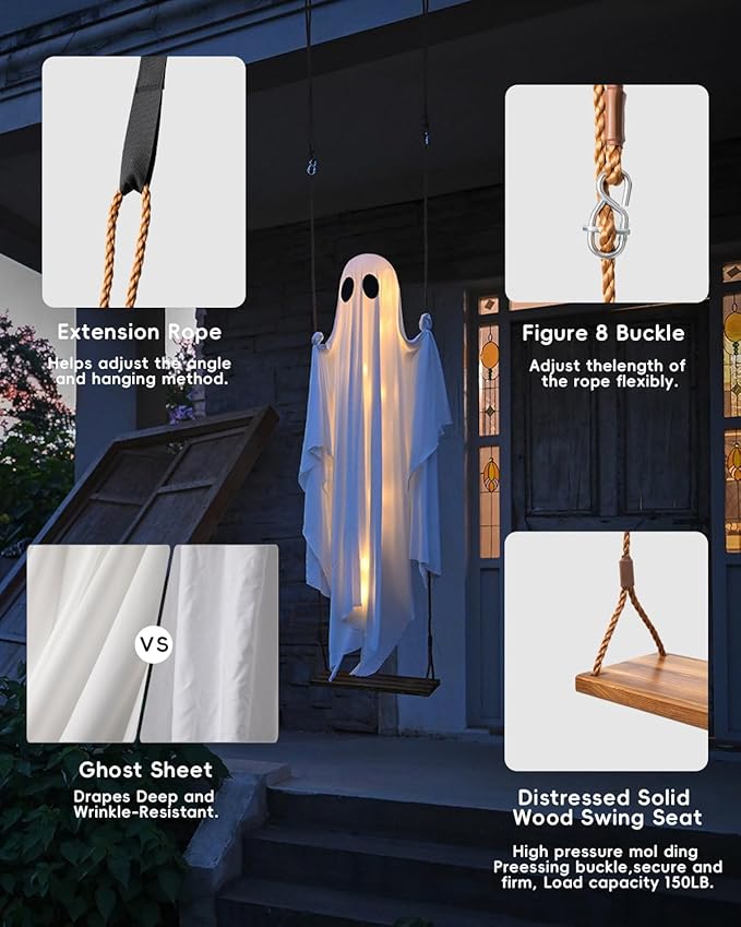 Hanging Swing Ghost Halloween Decor